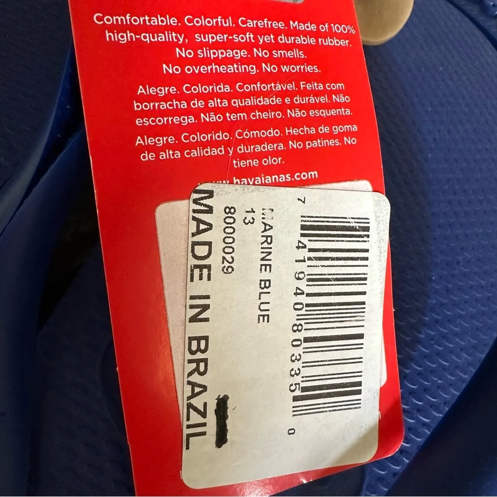 NEW Havaianas Men’s Marine Blue Flip Flop Sandals 13